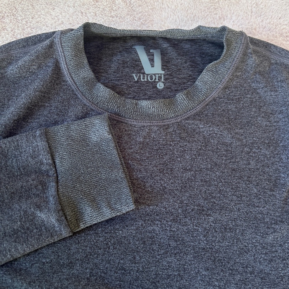 Vuori Ponto Performance Crew Charcoal Heather Gray V224 Mens Large